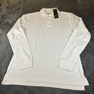 Lee Long Sleeve Pique Polo Shirt Men's Large White School Work Wear NWT